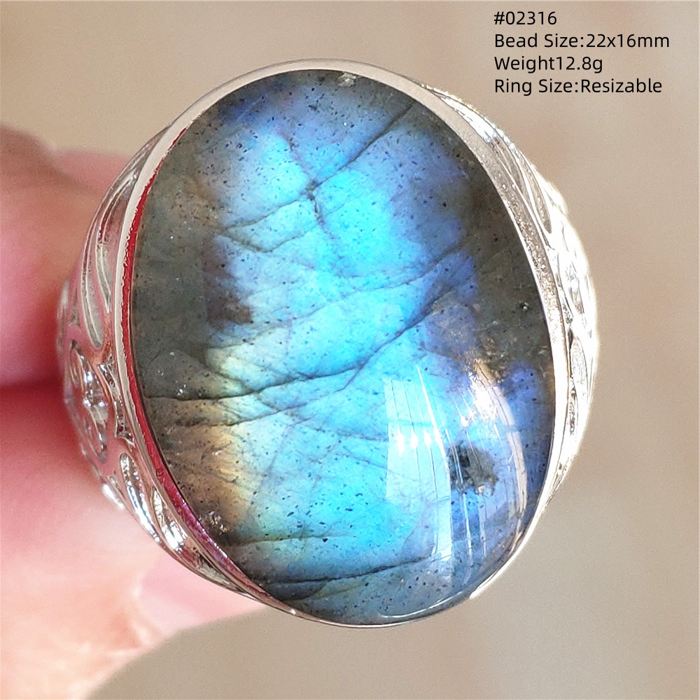 Turquoise Stone Ring - Natürlicher bunter Labradorit, verstellbarer Ring, Edelstein-Schmuck,