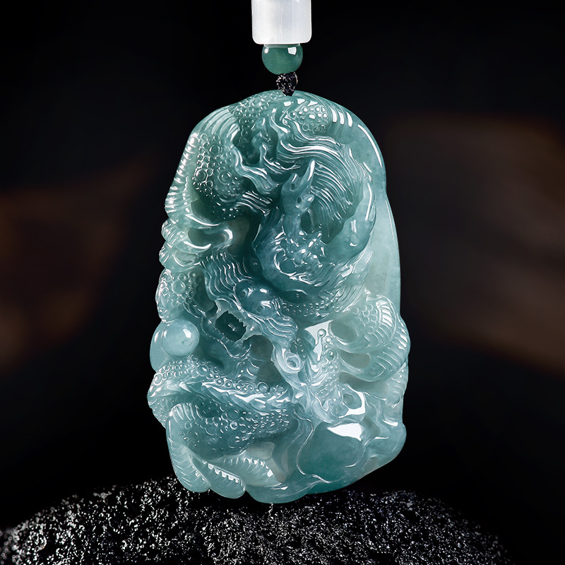 Jewelry & Watches Store - Natürliche burmesische Jadeit-Drachen-Anhänger-Halskette, luxuriöser Schmuck, Modeaccessoires,
