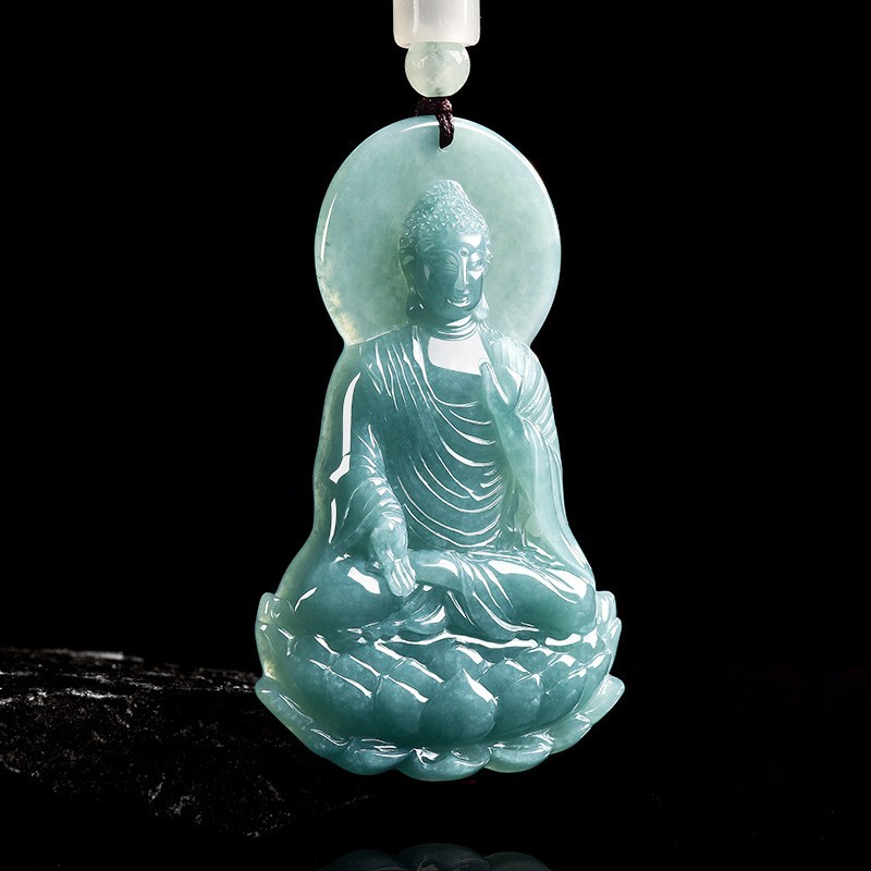 Jewelry & Watches Store - Natürliche burmesische Jadeit-Buddha-Anhänger-Halskette, modischer Schmuck aus