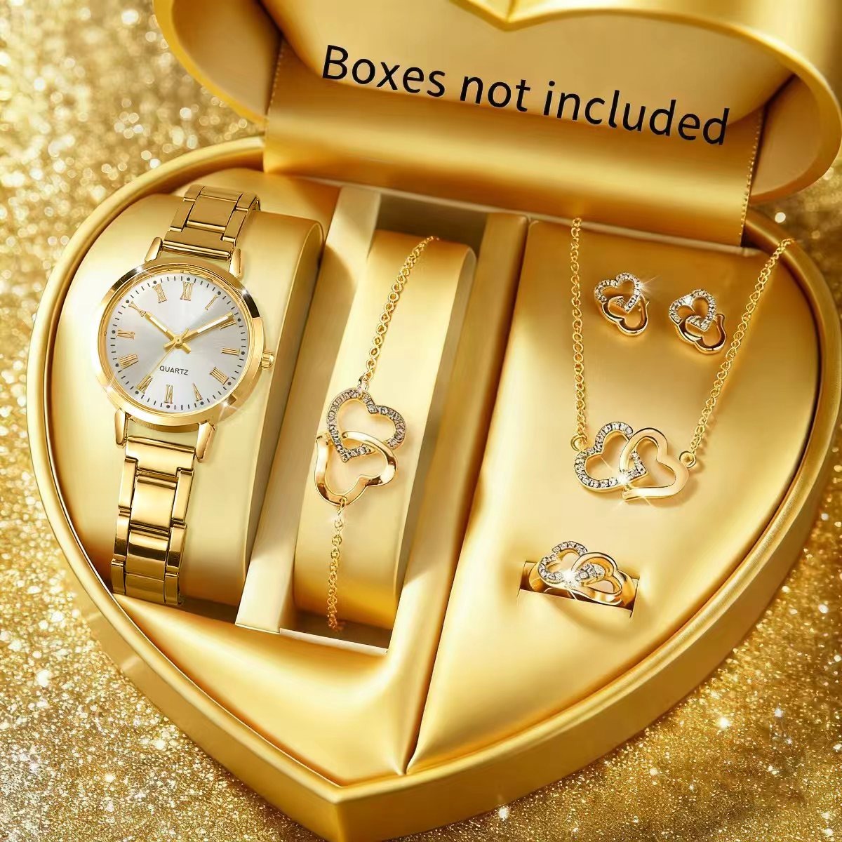 Jewelry Like Watches - 6PCS Mode Damen Quarzuhr Strass Schmuckset