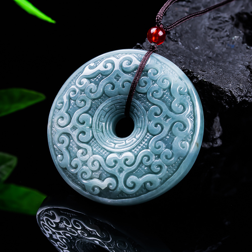 Jewelry & Watches Store - Natürliche burmesische Jadeit-Blumen-Anhänger-Halskette, Vintage-Designer-Schmuck, luxuriöse Accessoires,