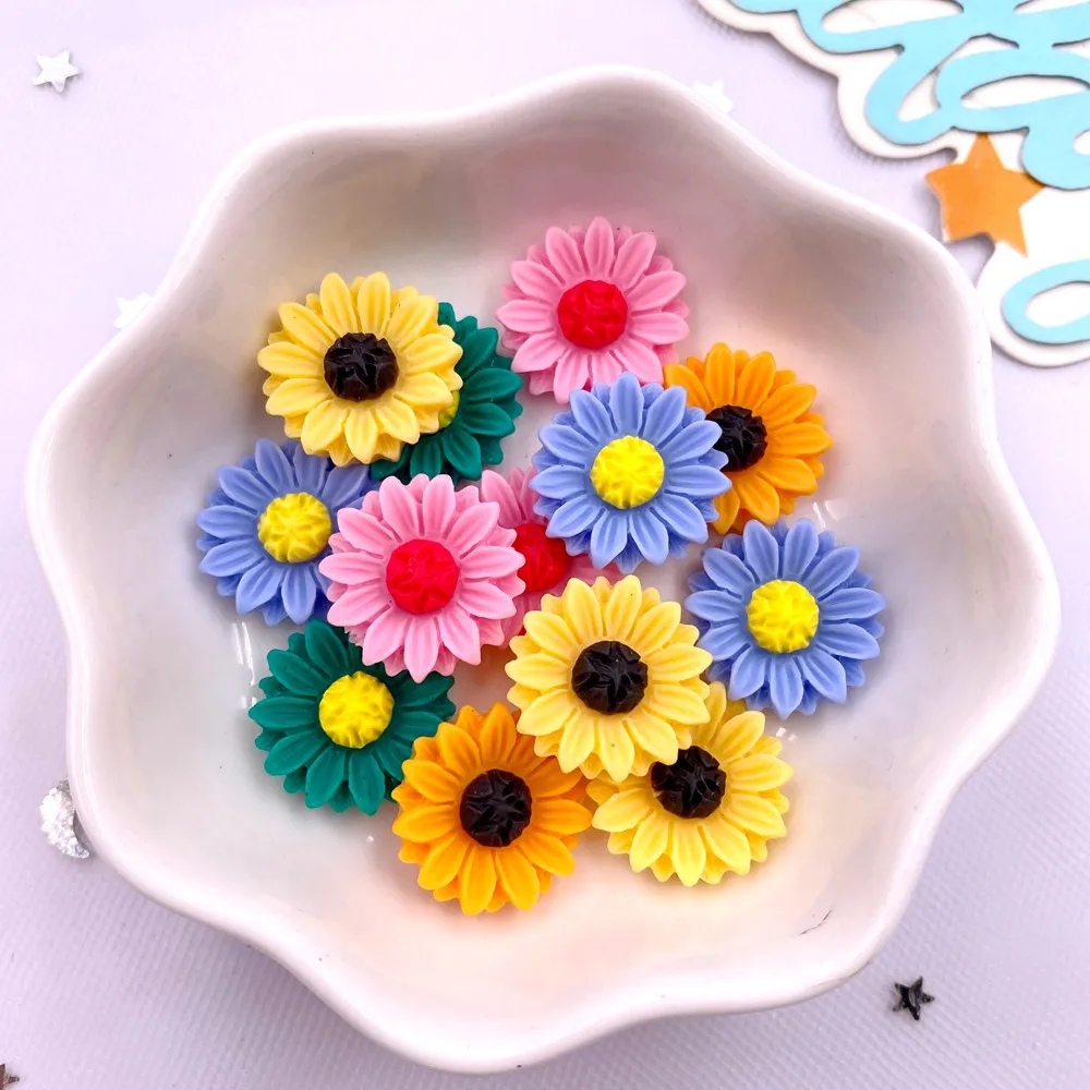 Paradise Jewelry & Watches Dolphin Mall - 30 Stück Harz bunte 15mm Sonnenblume