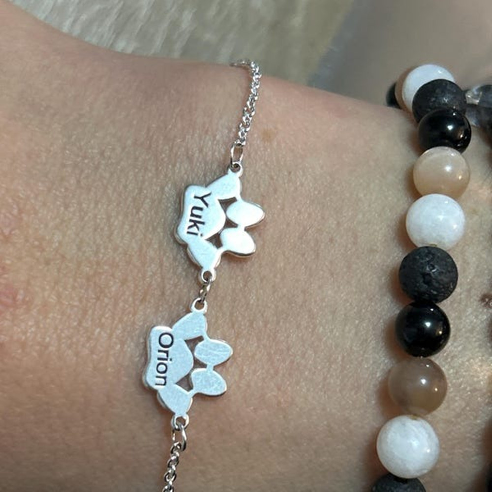 Anklet Foot Chain - Personalisiertes Pfotenabdruck-Fußkettchen aus Edelstahl mit 1-4