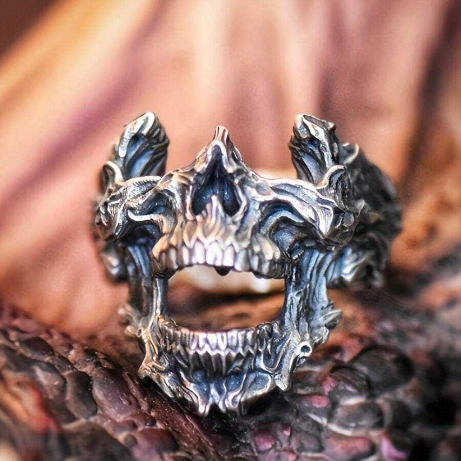 Gothic Skull Ring - Vintage Gothic Totenkopf-Maske Ring mit Unregelmäßiger