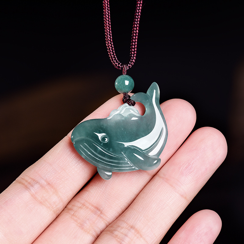 Jewelry & Watches Store - Natürliche burmesische Jadeit-Wal-Anhänger-Halskette, Accessoires, echter Jade-Charm,