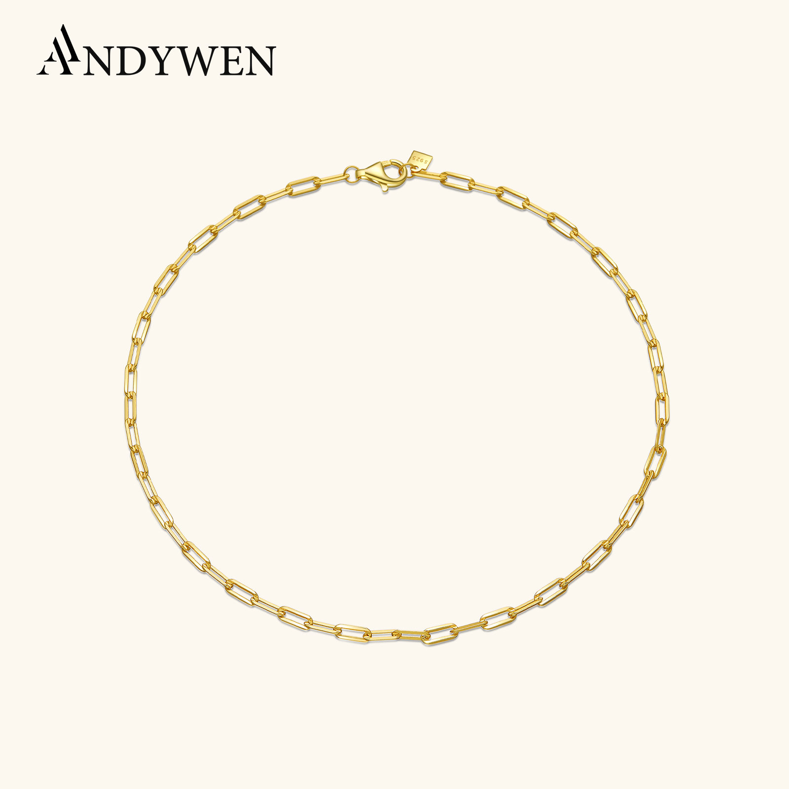 Anklet Foot Chain - ANDYWEN Fußkettchen aus 925er-Sterlingsilber, Gold, Freund,