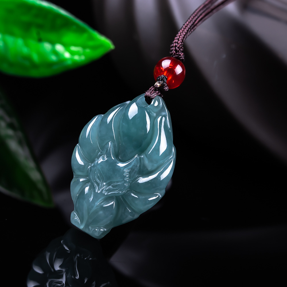 Jewelry & Watches Store - Natürliche burmesische Jadeit-Fuchs-Anhänger-Halskette, Vintage-Accessoires, Edelstein, echter