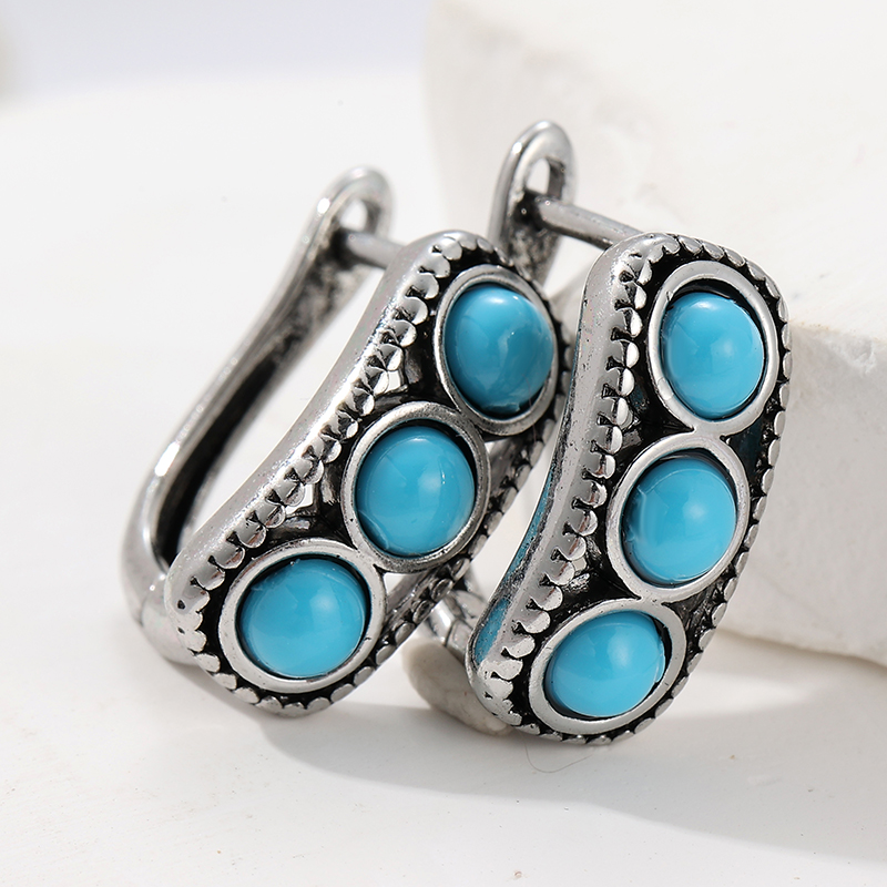 Turquoise Stone Ring - Vintage-Ohrringe im Türkis-Stil für Damen, Bohemian-Stil,