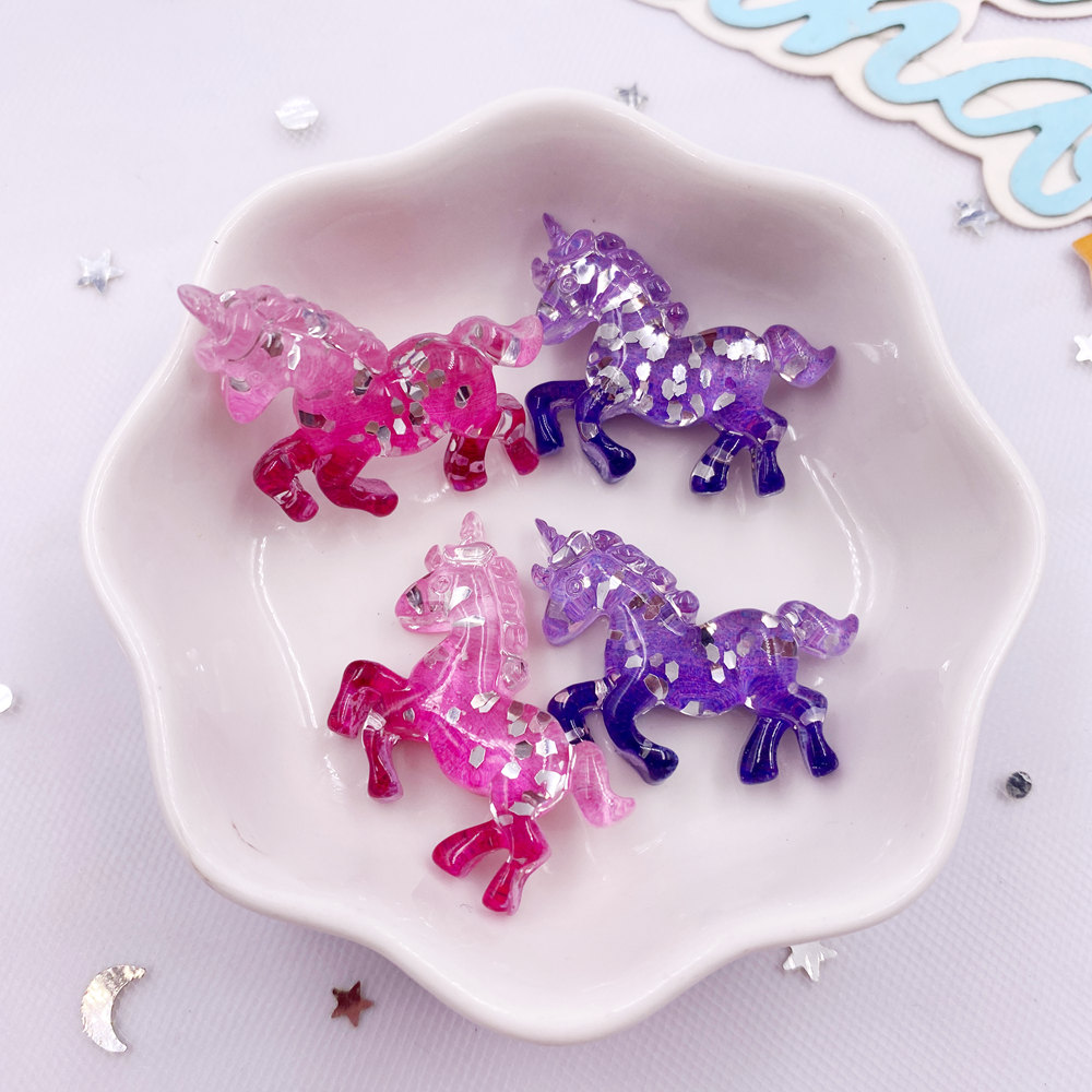 Paradise Jewelry & Watches Dolphin Mall - 6PCS Bunte Harz Glitter 3D Einhorn