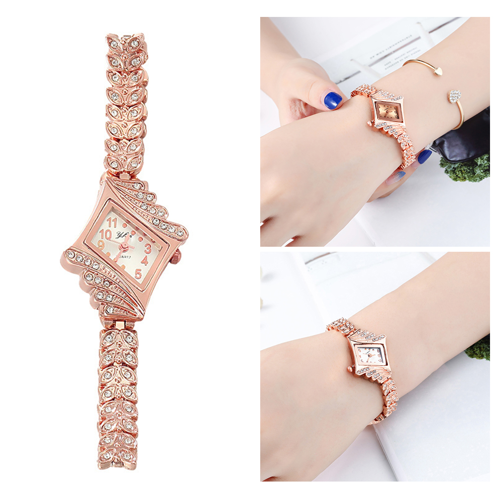 Unique Jewelry Watches - Einzigartige Rhombus-Uhr mit Diamantbesatz, schlankes Armband,
