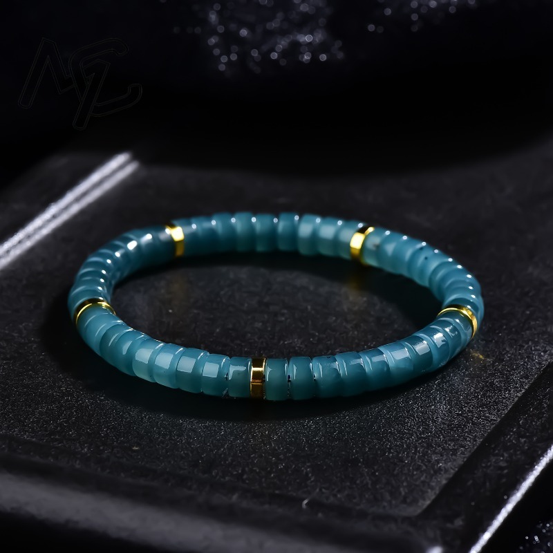 Jewelry & Watches Store - Natürliche Jadeit Blauwasser Abakus-Perlen Spacer-Armband Luxus-Qualitätsschmuck