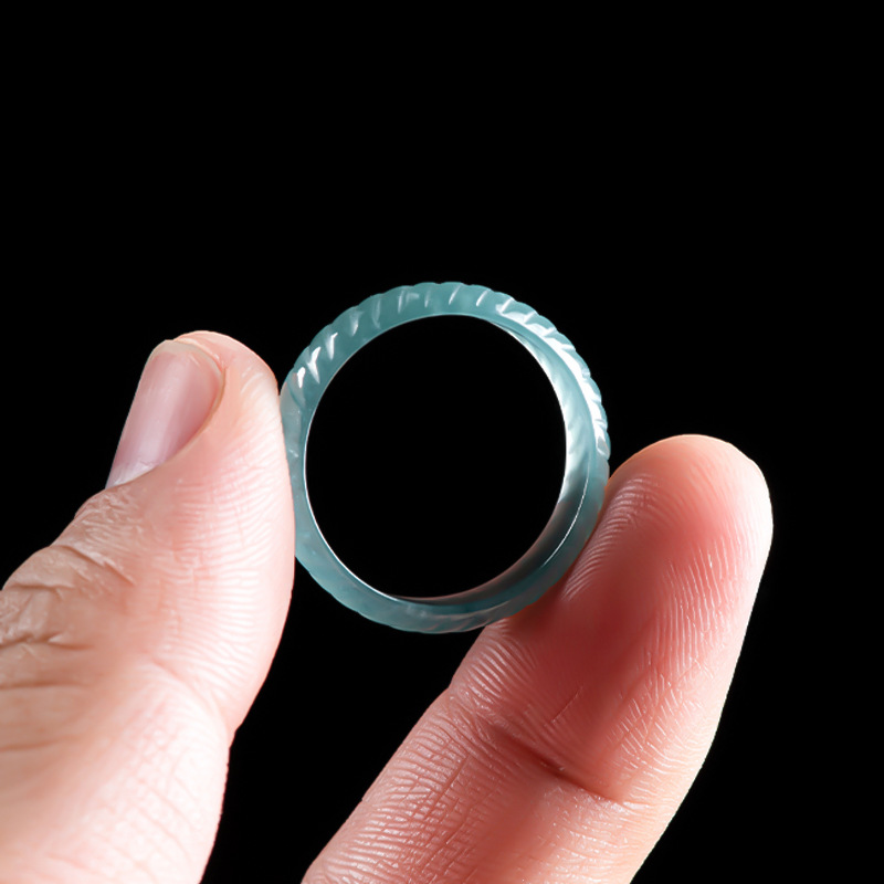 Jewelry & Watches Store - Blaue Echte Burmesische Jade-Ringe Luxuriöse Smaragd-Geschnitzte