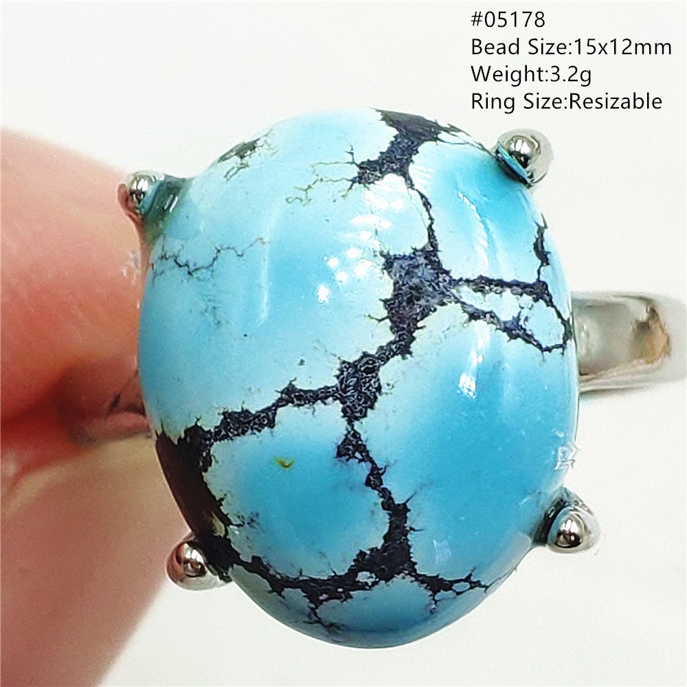 Turquoise Stone Ring - Natürliche Grüne Türkis Einstellbare Ring Oval