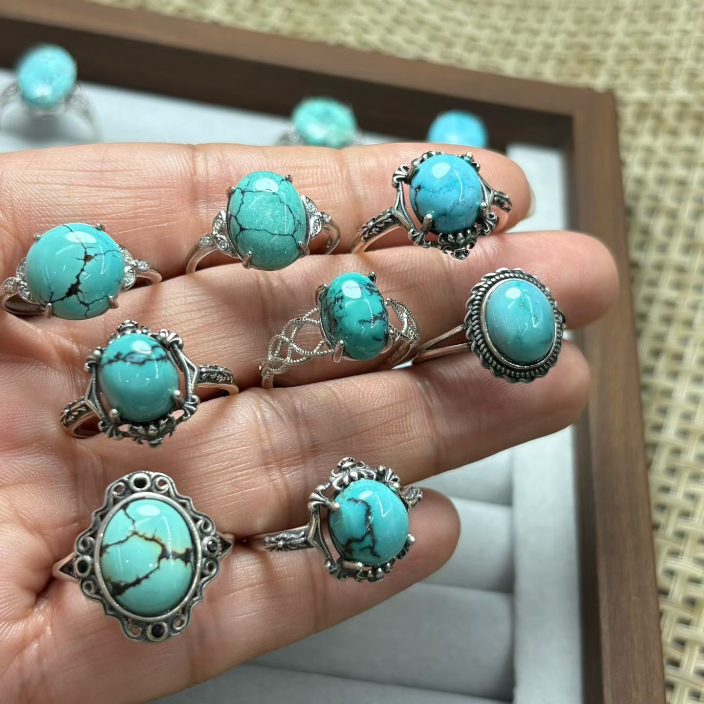 1 Stück Fengbaowu Ring aus nat – Turquoise Stone Ring Bewertung und Preis