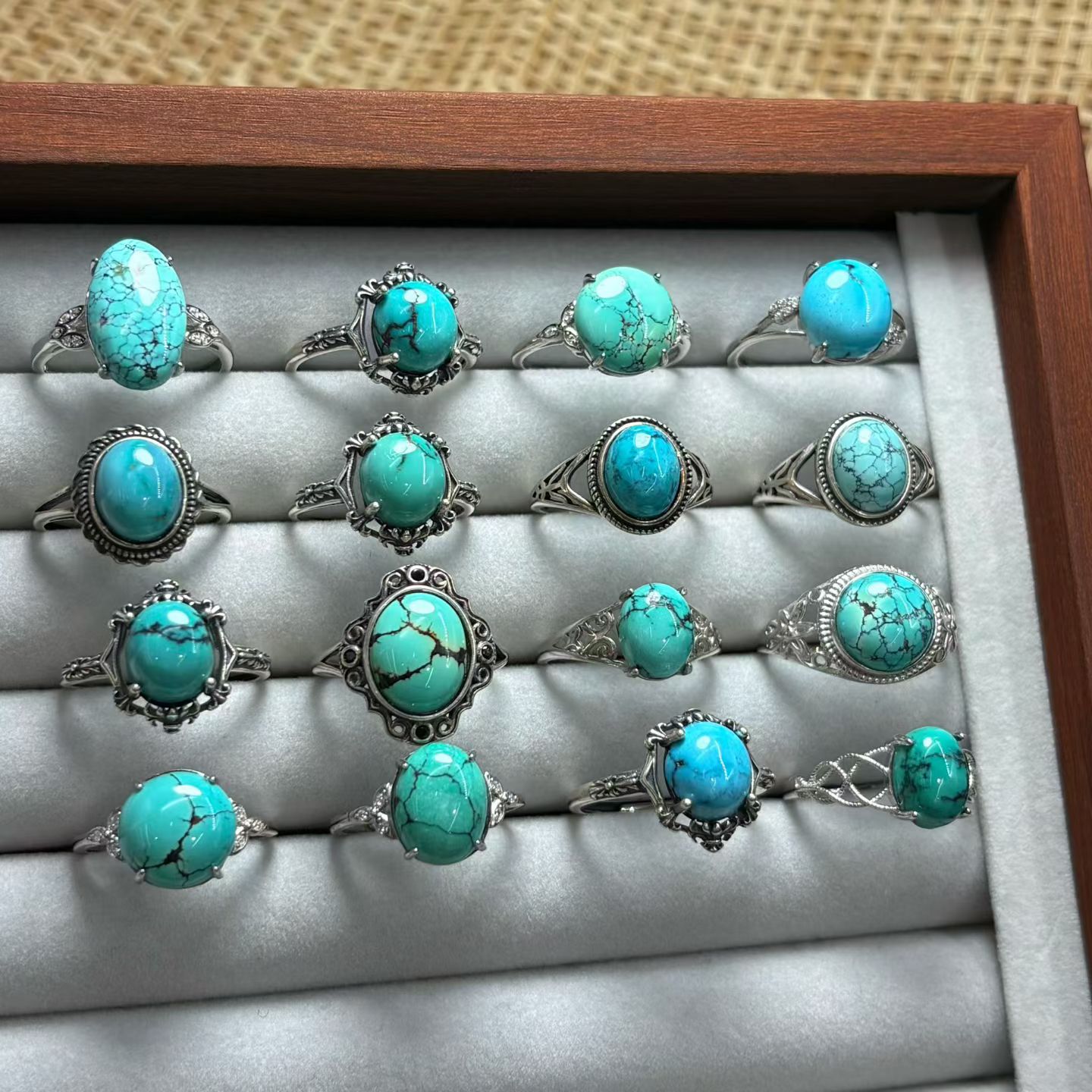 1 Stück Fengbaowu Ring aus nat – Turquoise Stone Ring Bewertung und Preis