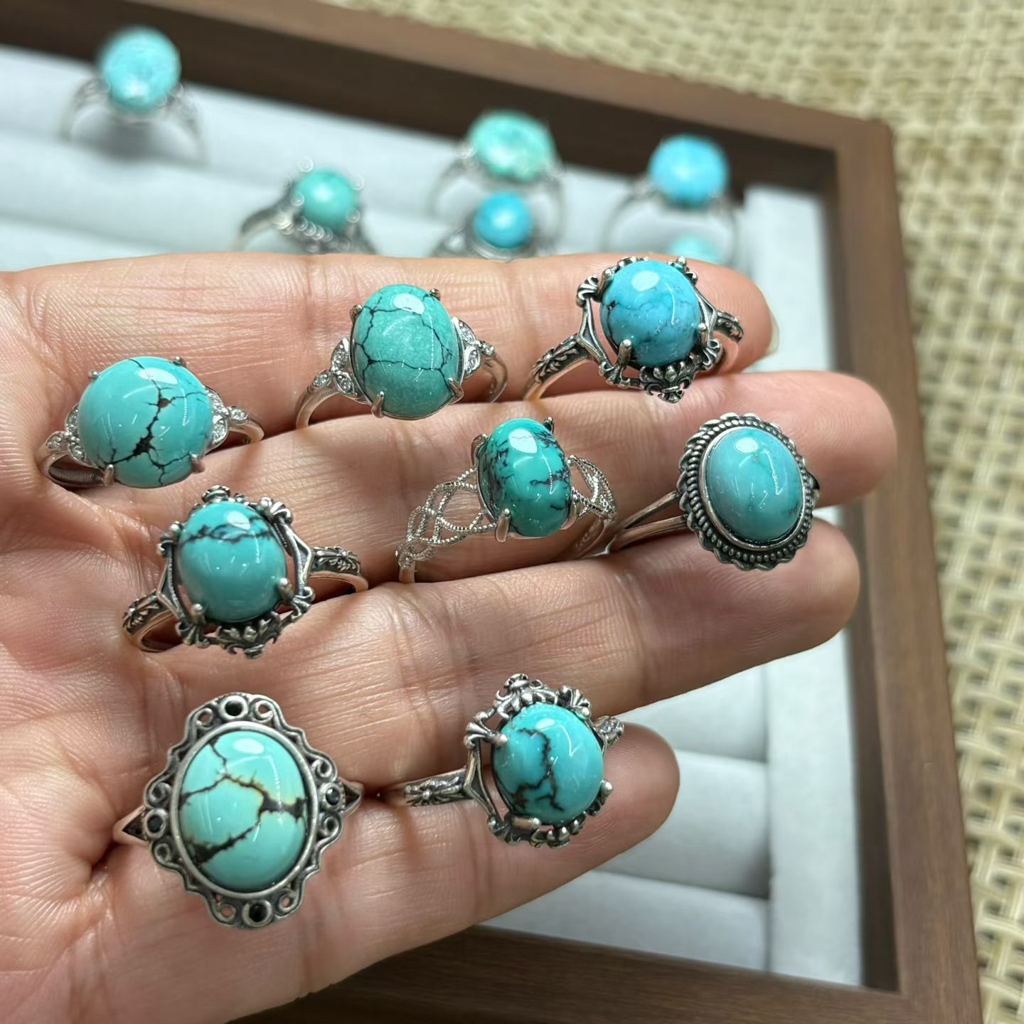 1 Stück Fengbaowu Ring aus nat – Turquoise Stone Ring Bewertung und Preis