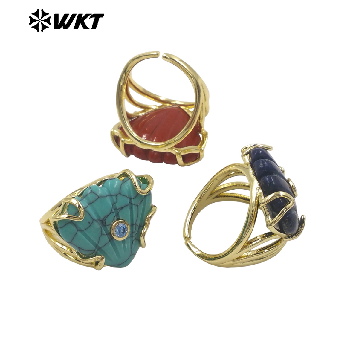 WT-R614 Dreieckiger Farbiger S – Turquoise Stone Ring Bewertung und Preis