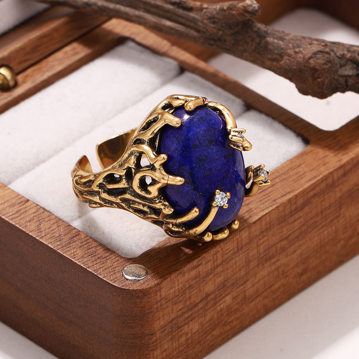 Vintage-Ring mit rundem Lapisl – Turquoise Stone Ring Bewertung und Preis