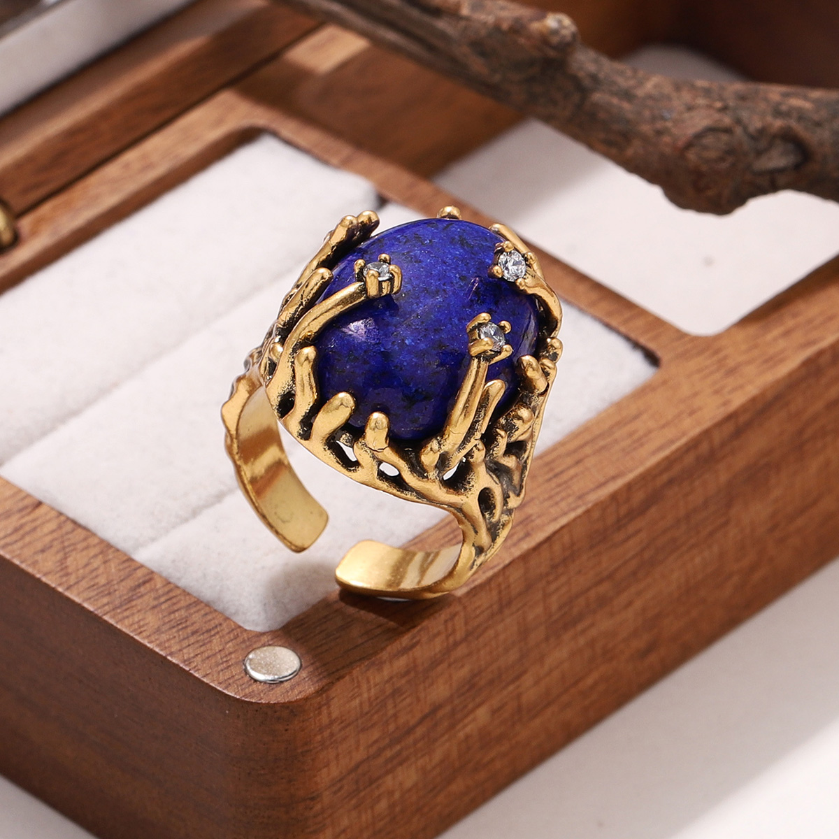 Vintage-Ring mit rundem Lapisl – Turquoise Stone Ring Bewertung und Preis