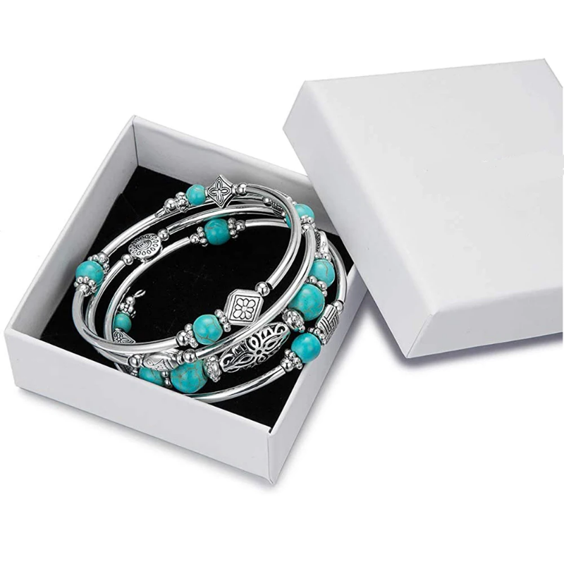 Geschichtetes Wickel armreif t – Turquoise Stone Ring Bewertung und Preis