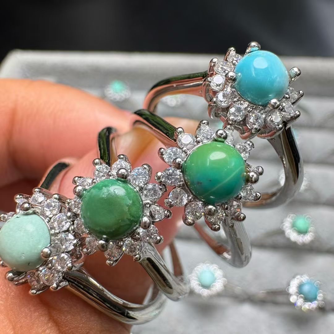 1 Stück Fengbaowu natürlicher  – Turquoise Stone Ring Bewertung und Preis
