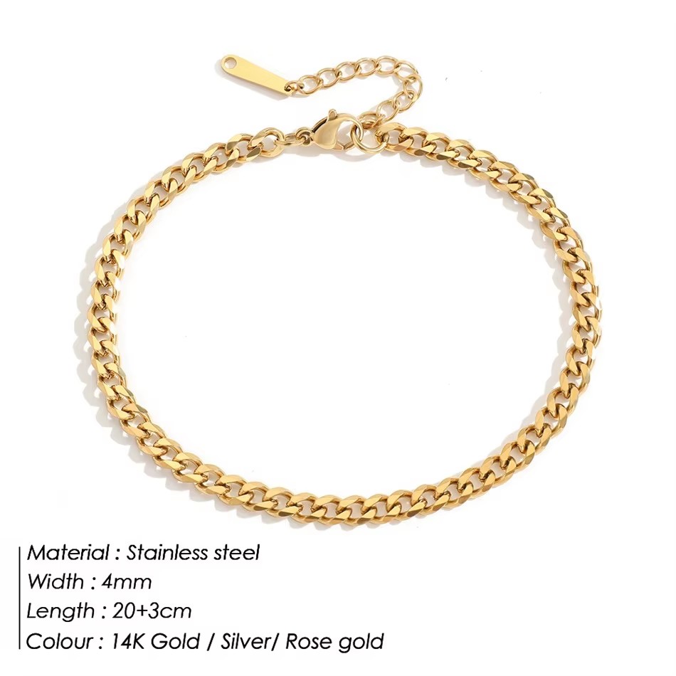 4MM Edelstahl Einfache Kubanis – Anklet Foot Chain Bewertung und Preis