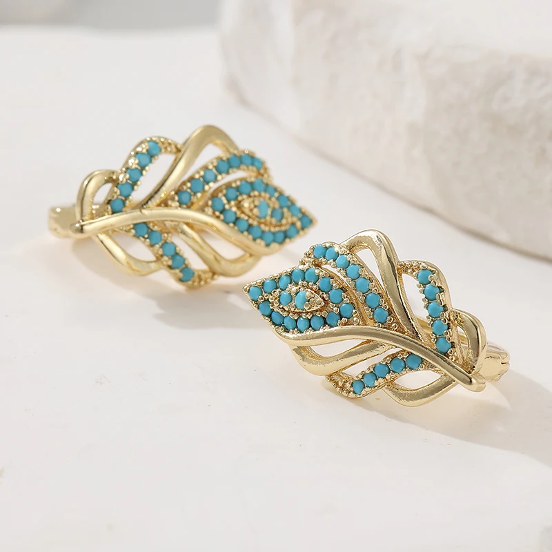 Kreative Blattförmige Creolen  – Turquoise Stone Ring Bewertung und Preis